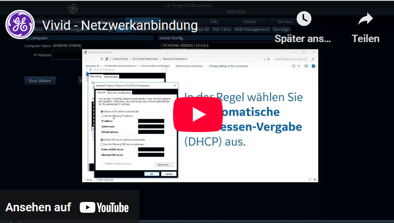 Netzwerkanbindung Vivid Ultraschallgerät von GE Healthcare